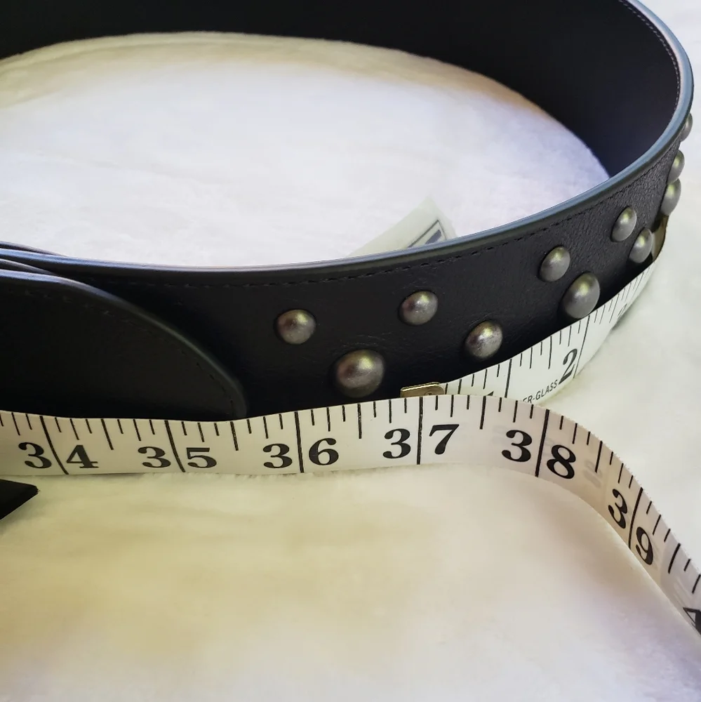 Lauren Ralph Lauren‎ Studded 2ins Wide Black leather Belt. NWT. Size SMALL